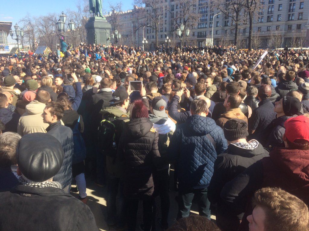 Moskou demonstratie bij Poesjkinplein