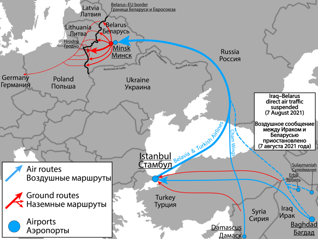 2021 Belarus EU border crisis general map