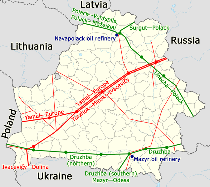 861px major gas and oil pipelines in belarus