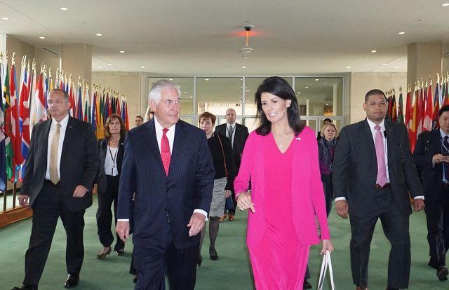 Tillerson en Haley at UN 2017