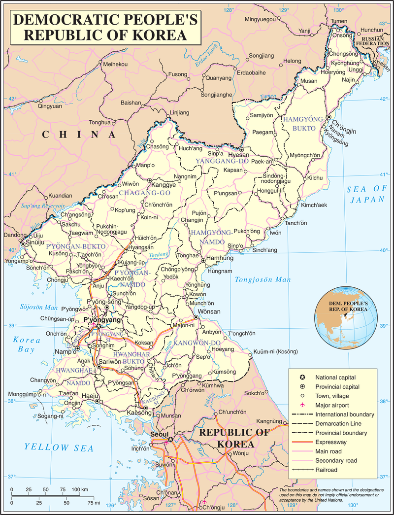 kaart noord korea