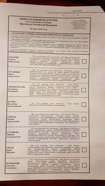 stembiljet russische presidentsverkiezingen